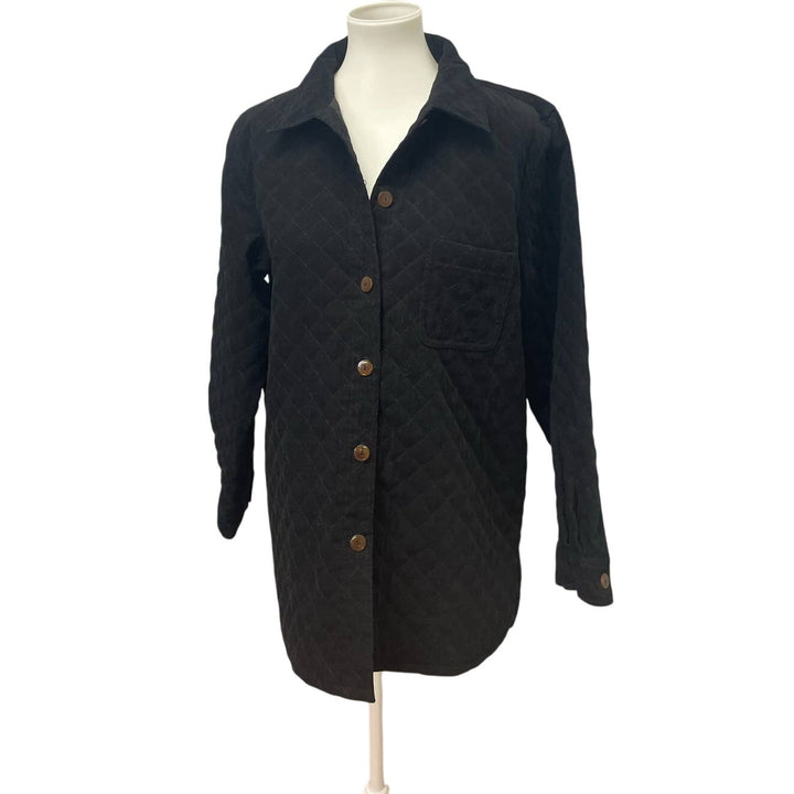 Talbots Womens Medium Super Soft Quilted Long Sleeve Button Up Polyester Jacket