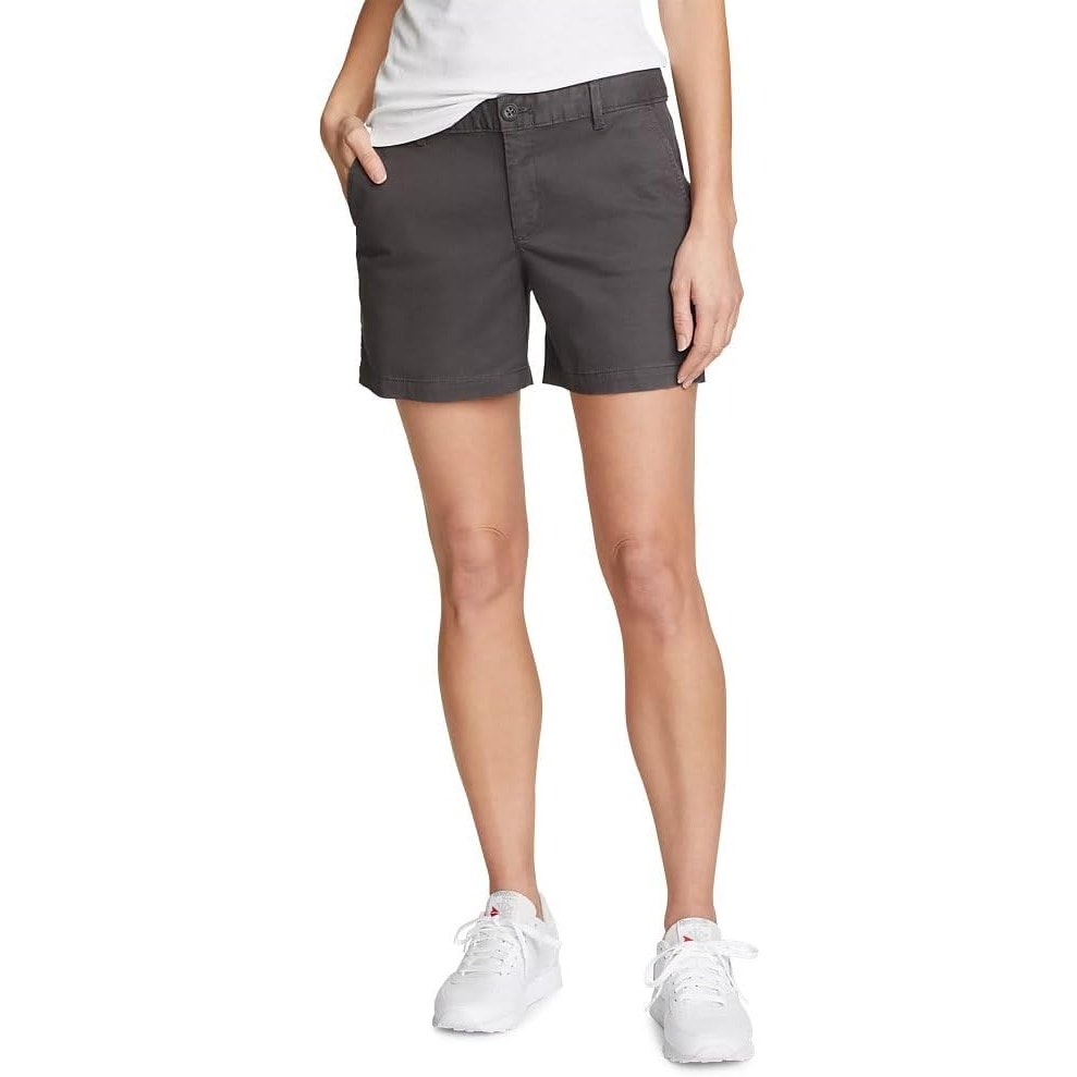 New Eddie Bauer Womens Carbon Gray Willit Stretch Legend Wash Midrise Shorts
