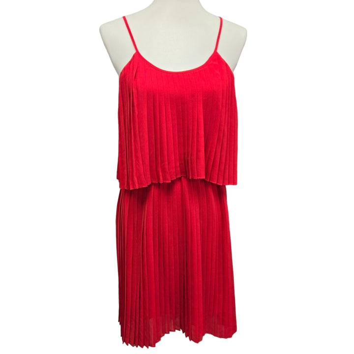 Express Womens Small Spaghetti Strap Pleated Hi Low Flowy Knee Length Dress