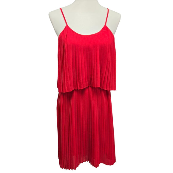 Express Womens Small Spaghetti Strap Pleated Hi Low Flowy Knee Length Dress