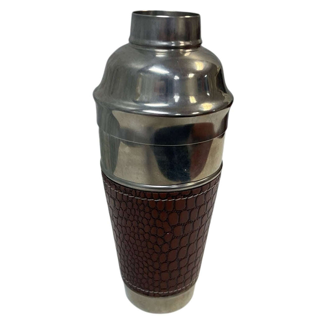 Stainless Steel Faux Croc Leather Wrapped Cocktail Shaker w No Lid