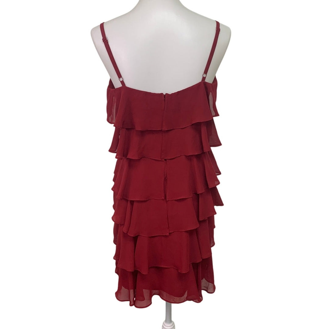 Ann Taylor Loft Womens Size 8 Spaghetti Strap Tiered Ruffle Knee Length Dress