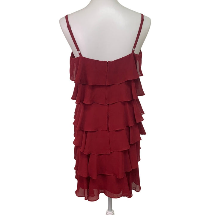 Ann Taylor Loft Womens Size 8 Spaghetti Strap Tiered Ruffle Knee Length Dress