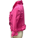 New INC Womens Medium PolyCotton Cropped Ruffled Hook Eye Long Sleeve Jacket