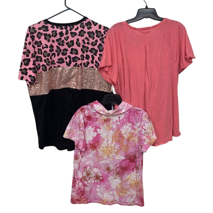 Lot of 3 Southern Stitch Wonderly Gloria Vanderbilt Womens Large Pink Tee Shirts