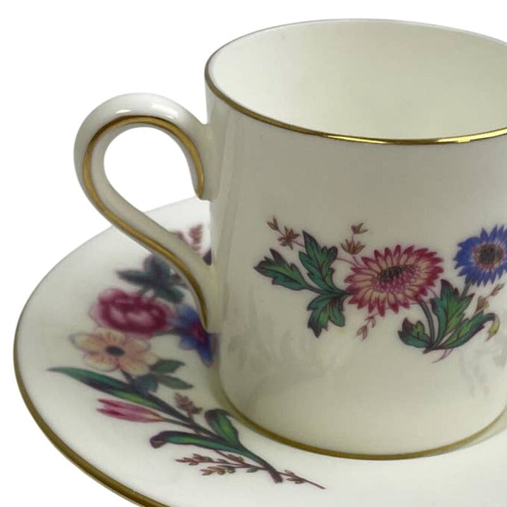 Vintage Wedgwood Devon Sprays England Cup &amp; Saucer Floral Bone China Teacup Set