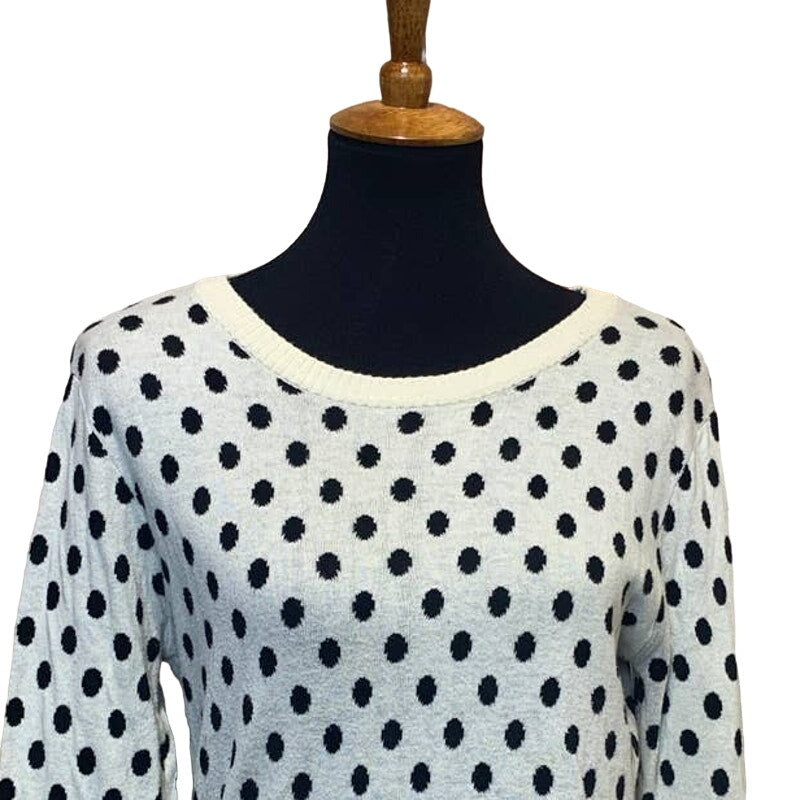 41 Hawthorne Womens Medium 100% Cotton Long Sleeve Polka Dot Crew Neck Sweater
