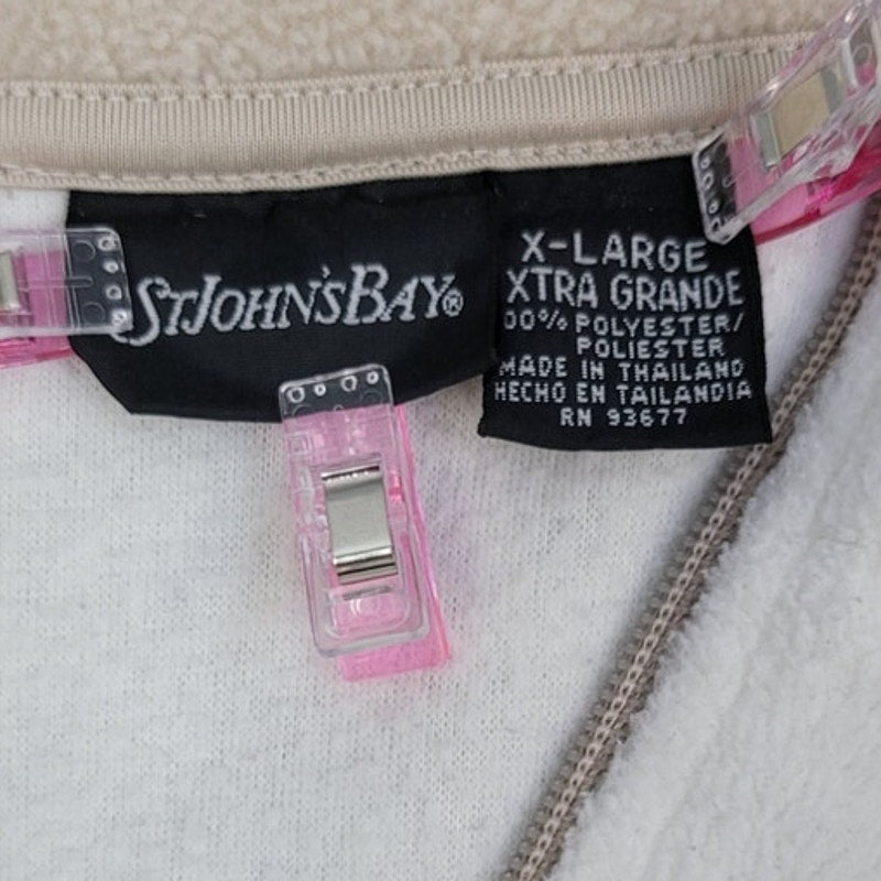 St Johns Bay Womens XL Polyester Long Sleeve Quarter Zip Fleece Pullover
