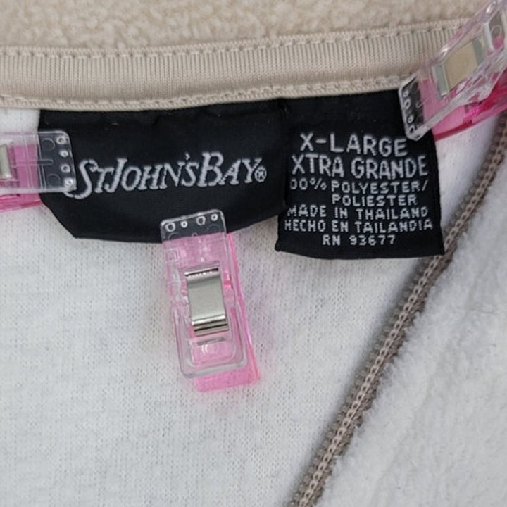 St Johns Bay Womens XL Polyester Long Sleeve Quarter Zip Fleece Pullover