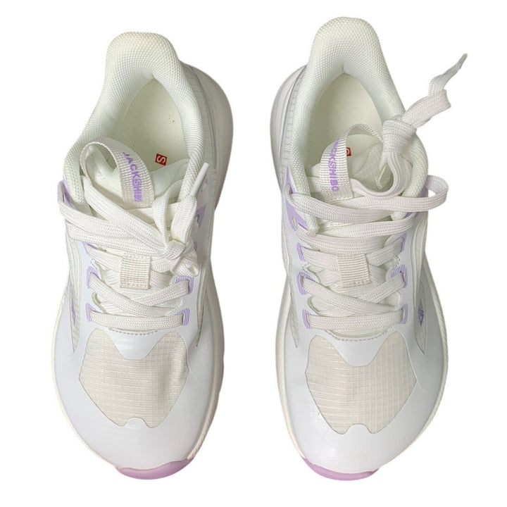 Jackshibo Womens Size 7 White Wide Toe Box Lace Up Arch Support Athletic Shoes