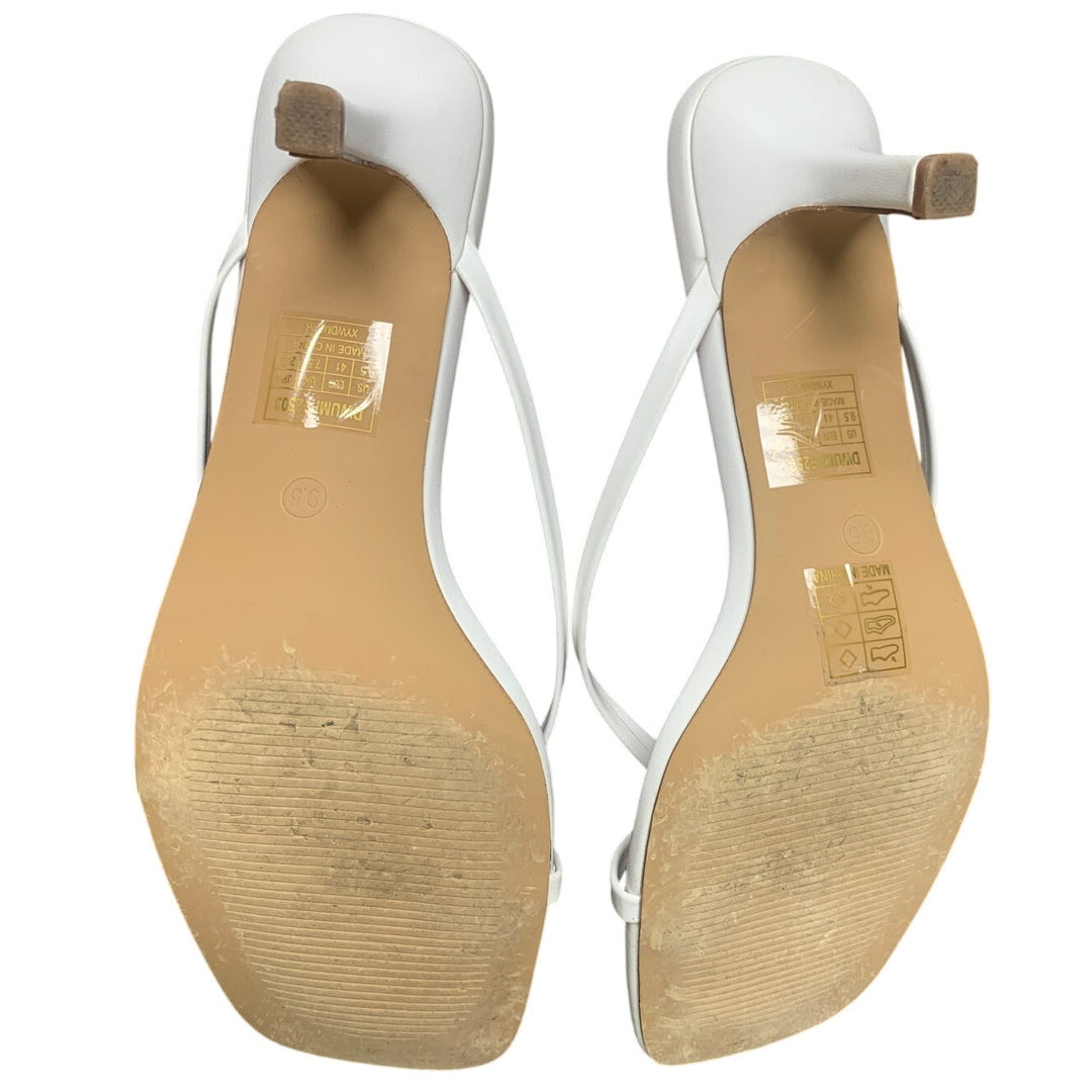 Dream Pairs Womens 9.5 White Open Toe 3.25" Heel Slide On Weddding Sandal Shoes