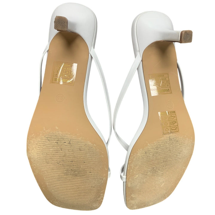 Dream Pairs Womens 9.5 White Open Toe 3.25" Heel Slide On Weddding Sandal Shoes