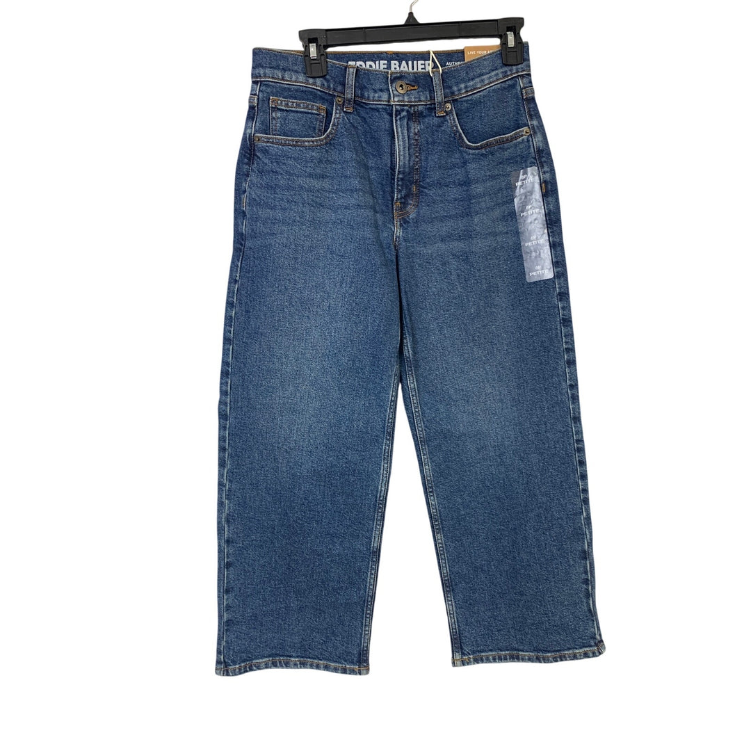 New Eddie Bauer Women Indigo Blue Authentic Voyager Everyday Crop HighRise Jeans