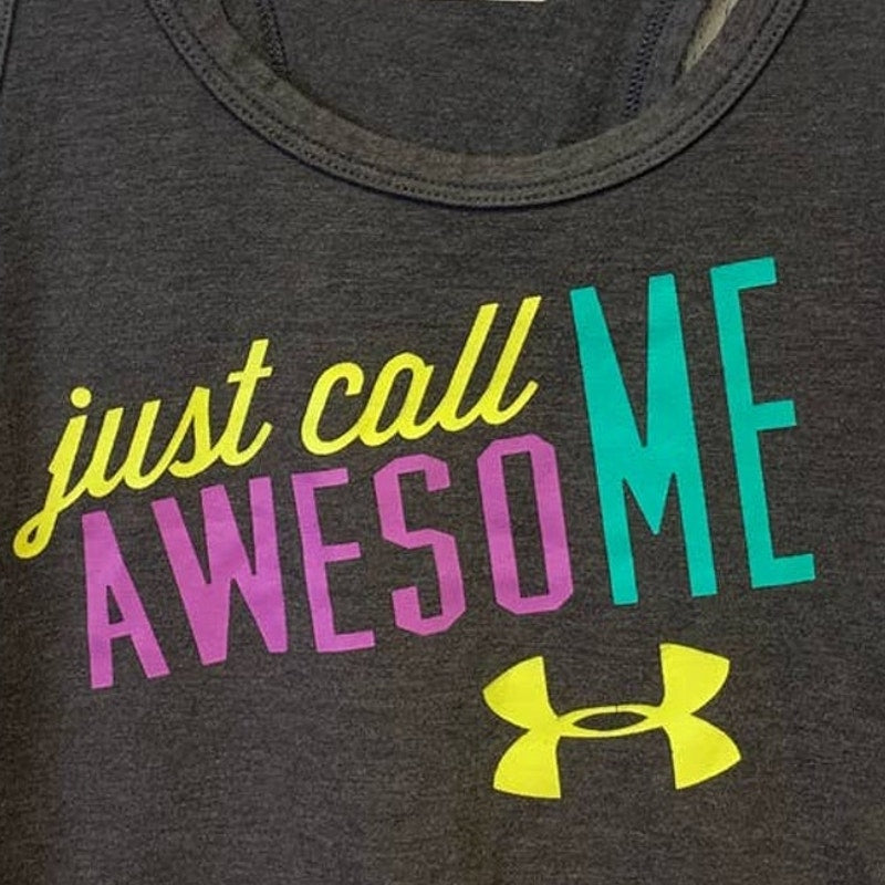 Under Armour Just Call Me Awesome Youth Medium Tank Top Sleeveless Tee Shirt