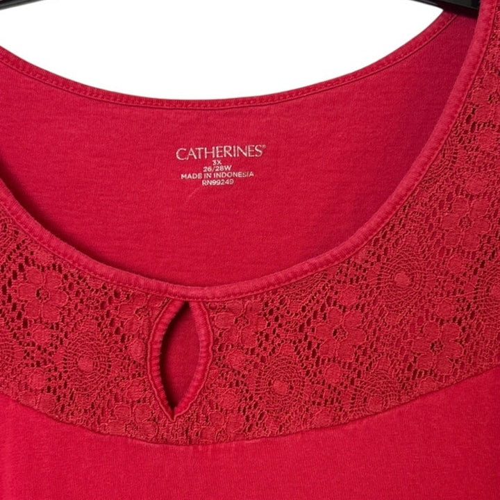 Lot of 2 Catherines Womens 3XL Short Sleeve V Crew Neck Keyhole Tee Shirts