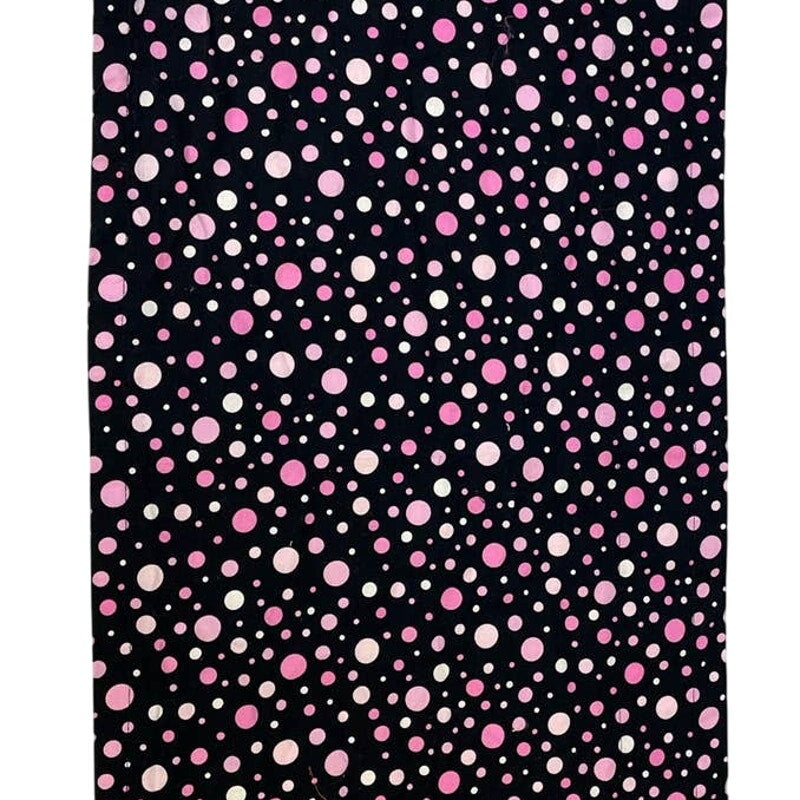 Handmade Black w Pink White Polka Dots 100% Cotton Fabric Window Valance