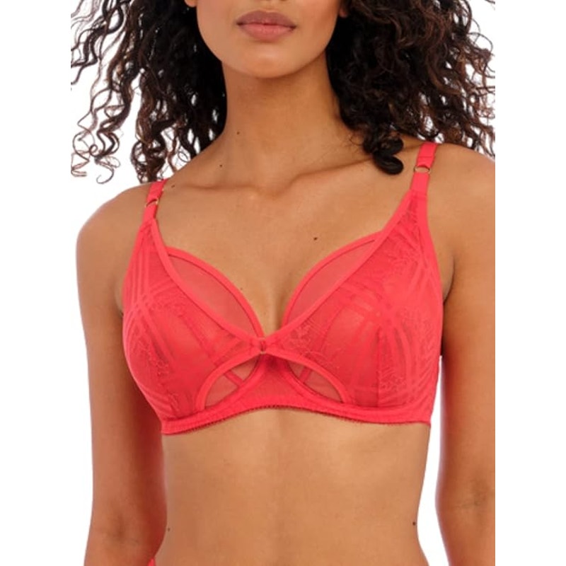 New Freya Womens Fatale 32DDD Chilli Red Lace Back Hook Underwire High Apex Bra