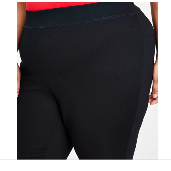 INC Womens Plus Size 22WP Skinny Pull-On Mid Rise Basic Black Ponte Pants