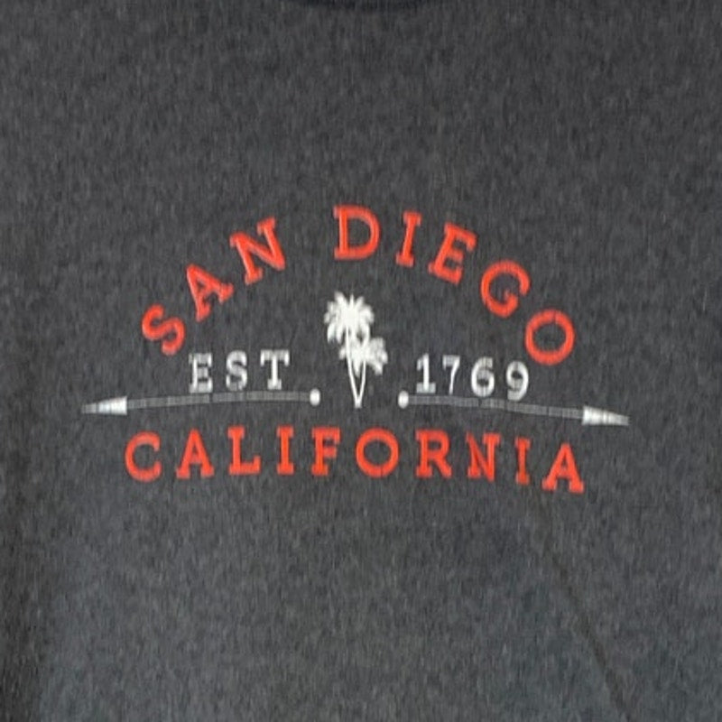 Mens Medium Heathered Gray San Diego California Short Sleeve Crew Neck Tee Shirt