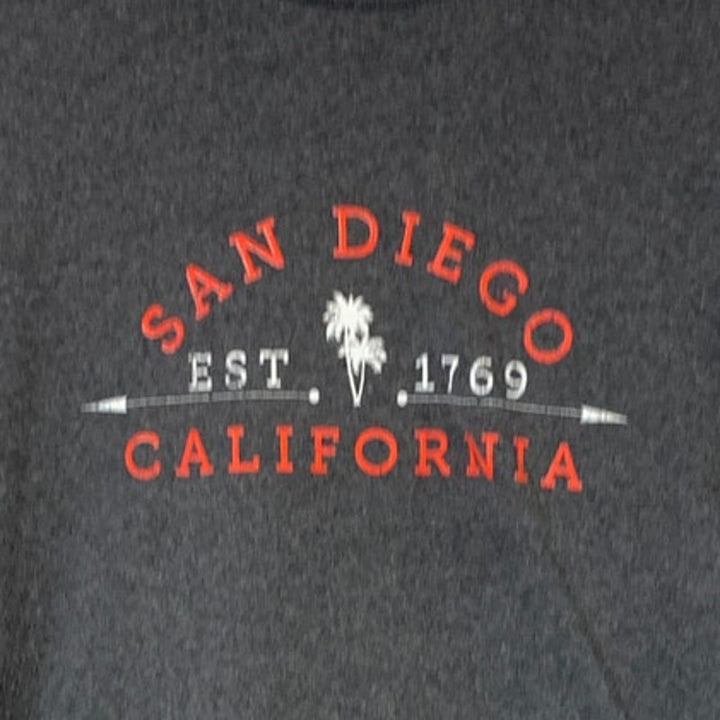 Mens Medium Heathered Gray San Diego California Short Sleeve Crew Neck Tee Shirt