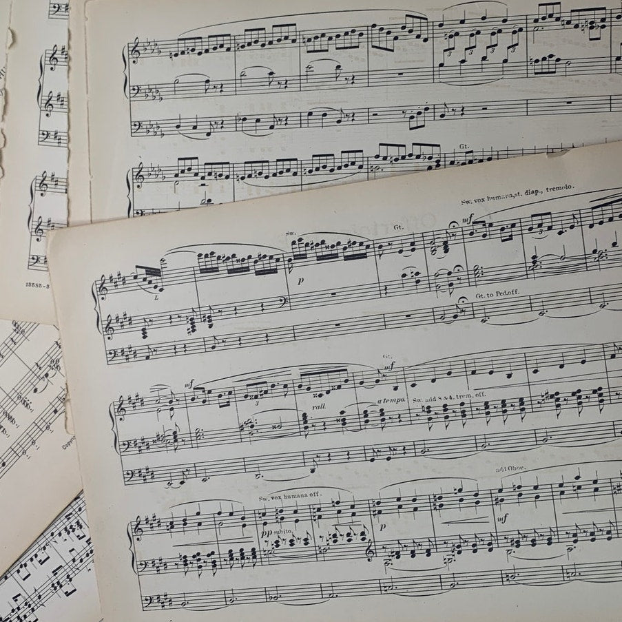 40+ Vintage Sheet Music Dictionary Pages for Scrapbooking Card Making Craft Lot