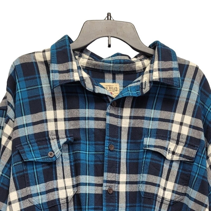 Red Head Mens 3XL 100% Cotton Plaid Long Sleeve Button Up Shirt w Front Pockets