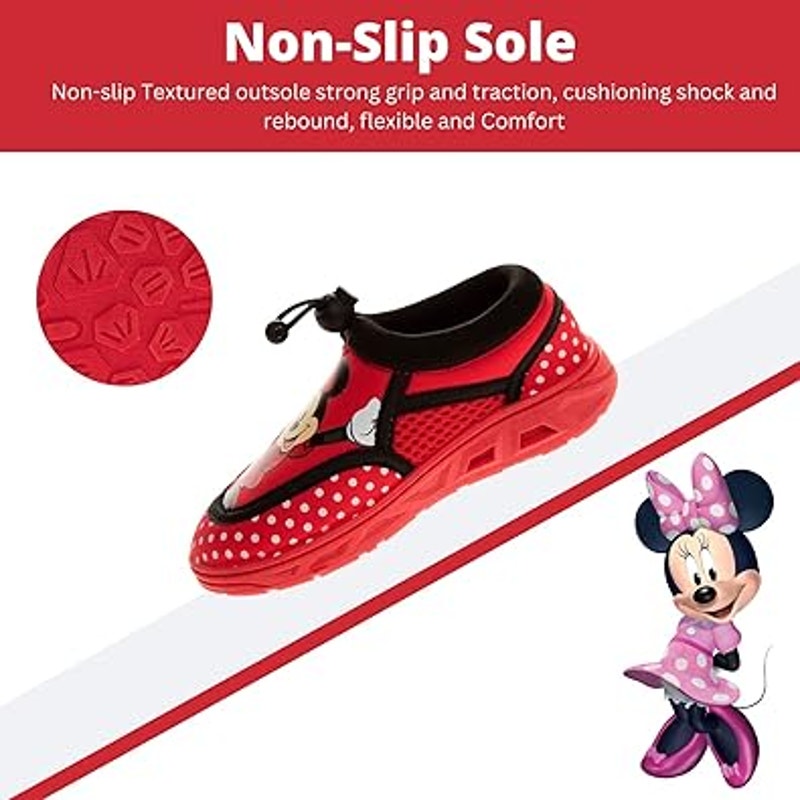 Disney Baby Girls 7-8 Toddler Red Minnie Mouse Water Sandal Bungee Closure Shoes