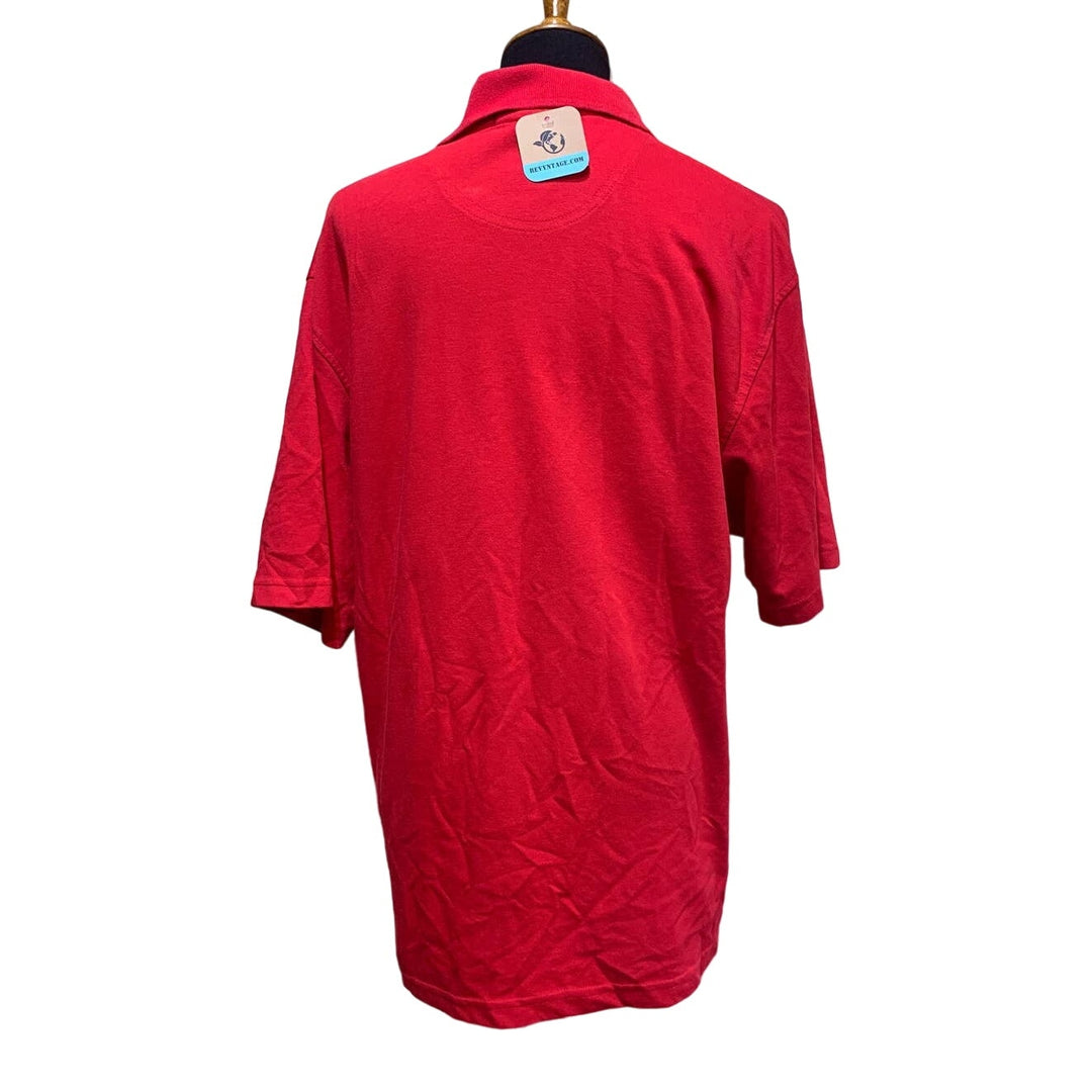 Hand Printed Upcycled Large St Bernard Puppy Dog Collared PolyCotton Polo Shirt