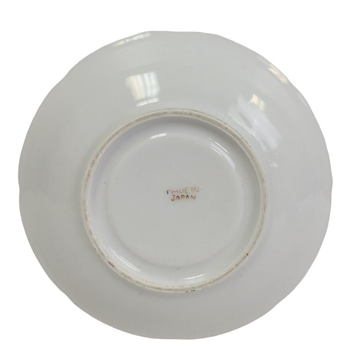 Vintage Made in Japan Ceramic Gold Rim Blue Pink Floral Teacup Saucer Set