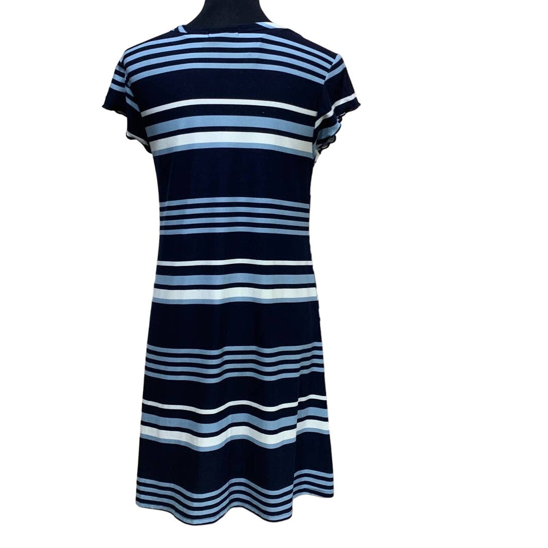 Ultra Flirt Large Super Soft Short Sleeve Stripe Stretchy Midi Lightweight Dress