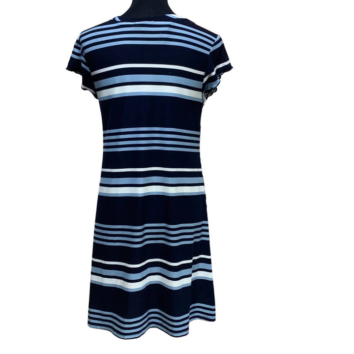 Ultra Flirt Large Super Soft Short Sleeve Stripe Stretchy Midi Lightweight Dress