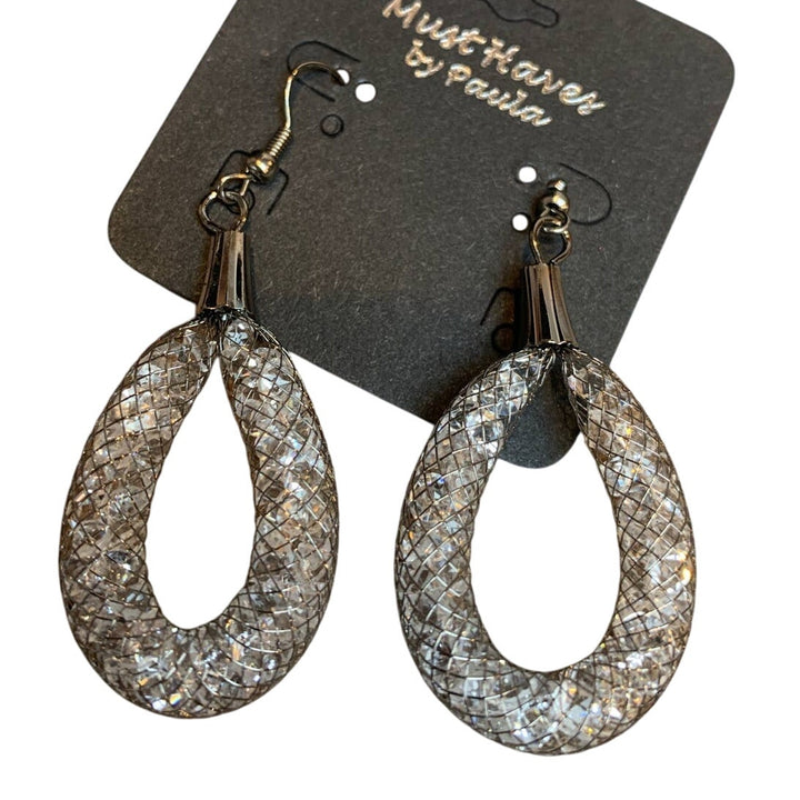 New 2pc Silver Pewter Chain Necklace Earring Jewelry Set Red Gift Box
