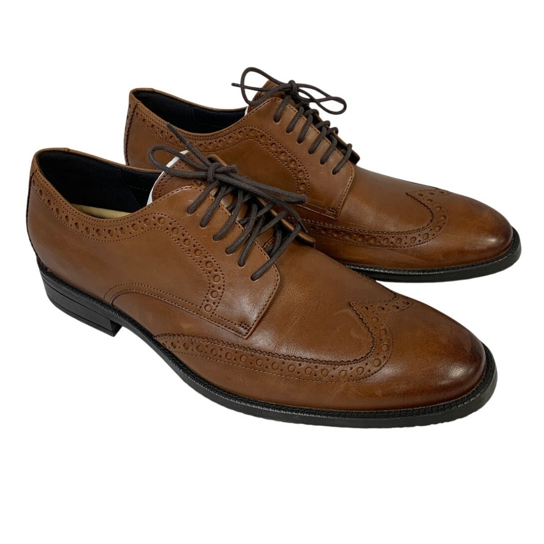 Cole Haan Mens Size 9.5 Brown British Tan Wing Oxford Round Toe Leather Shoes
