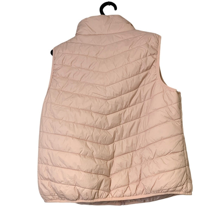 New Arizona Jean Co Womens XL Pink Sleeveless Nylon Front Zip Puffer Vest