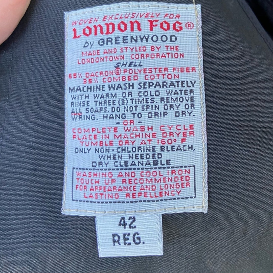 London Fog Mens 42 Regular 42R Removeable Furry Liner Black Button Overcoat Coat
