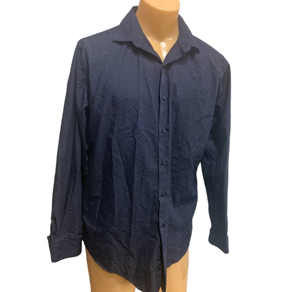 Alfani Large Men Fitted Performance 16-16.5 Easy Care Long Sleeve Buttoned Shirt
