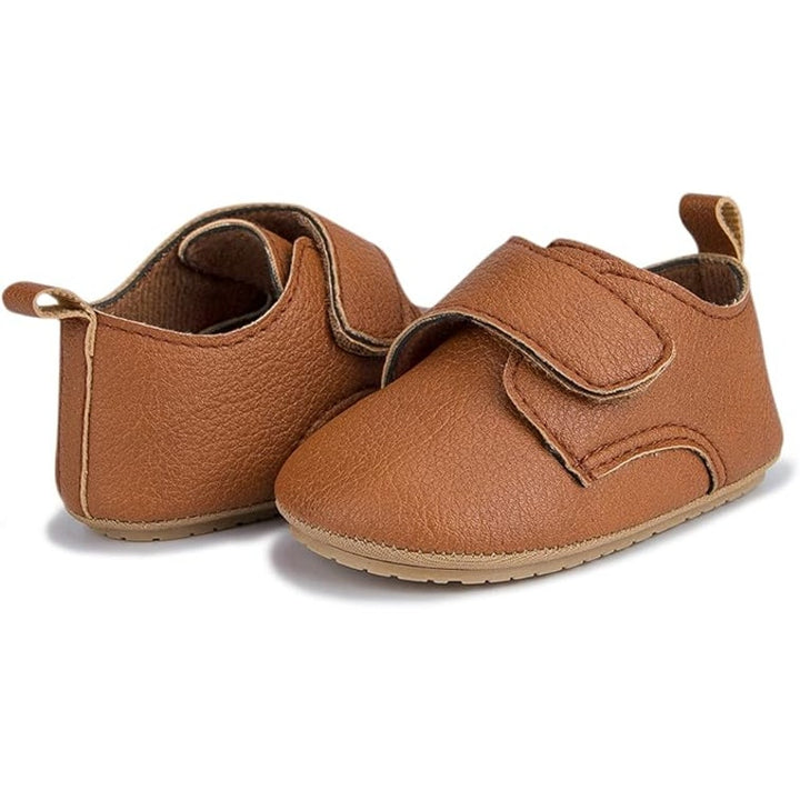 HsdsBebe Baby Boys 12-18 Months Brown Sneakers Hook &amp; Loop Closure Oxford Shoes