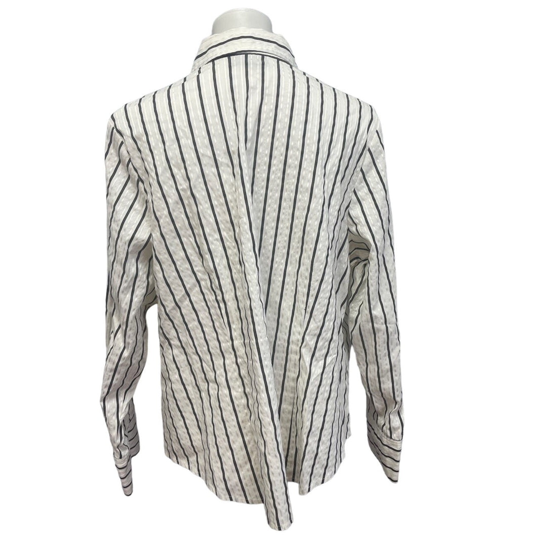 Alfani Essentials Woman Plus Size 18W Long Sleeve Button Down Stretch Cotton Top