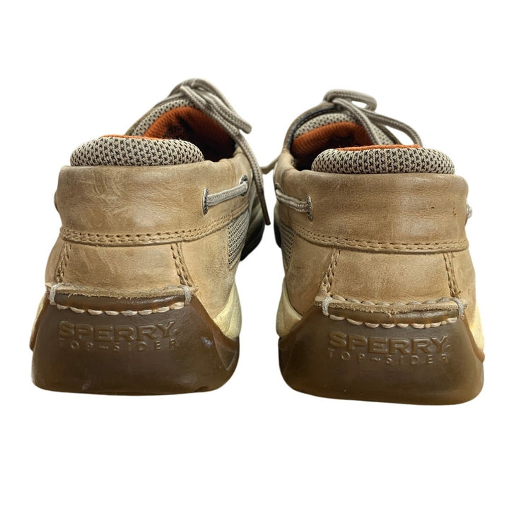 Sperry Top Sider Mens Size 9.5 Tan Genuine Leather Slide On Loafer Boat Shoes