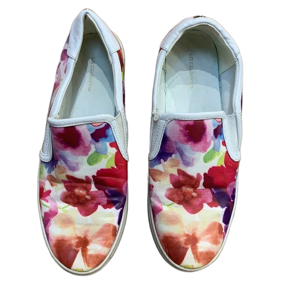 Liz Claiborne Size 7 Waverly Floral Faux Leather Slip On Tennis Shoes Sneakers