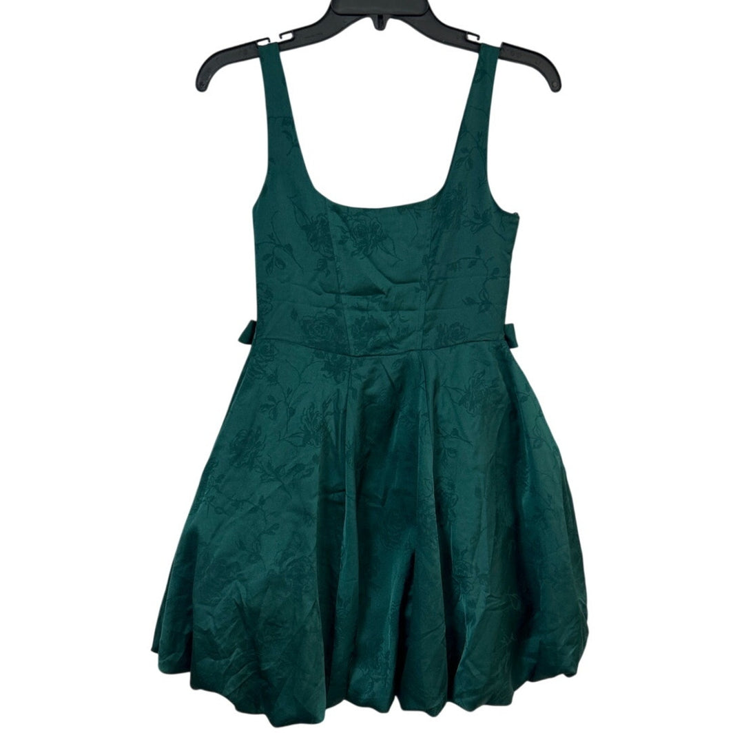 New Francescas Womens Large Emerald Green Jacquard Strappy Mini Bubble Dress