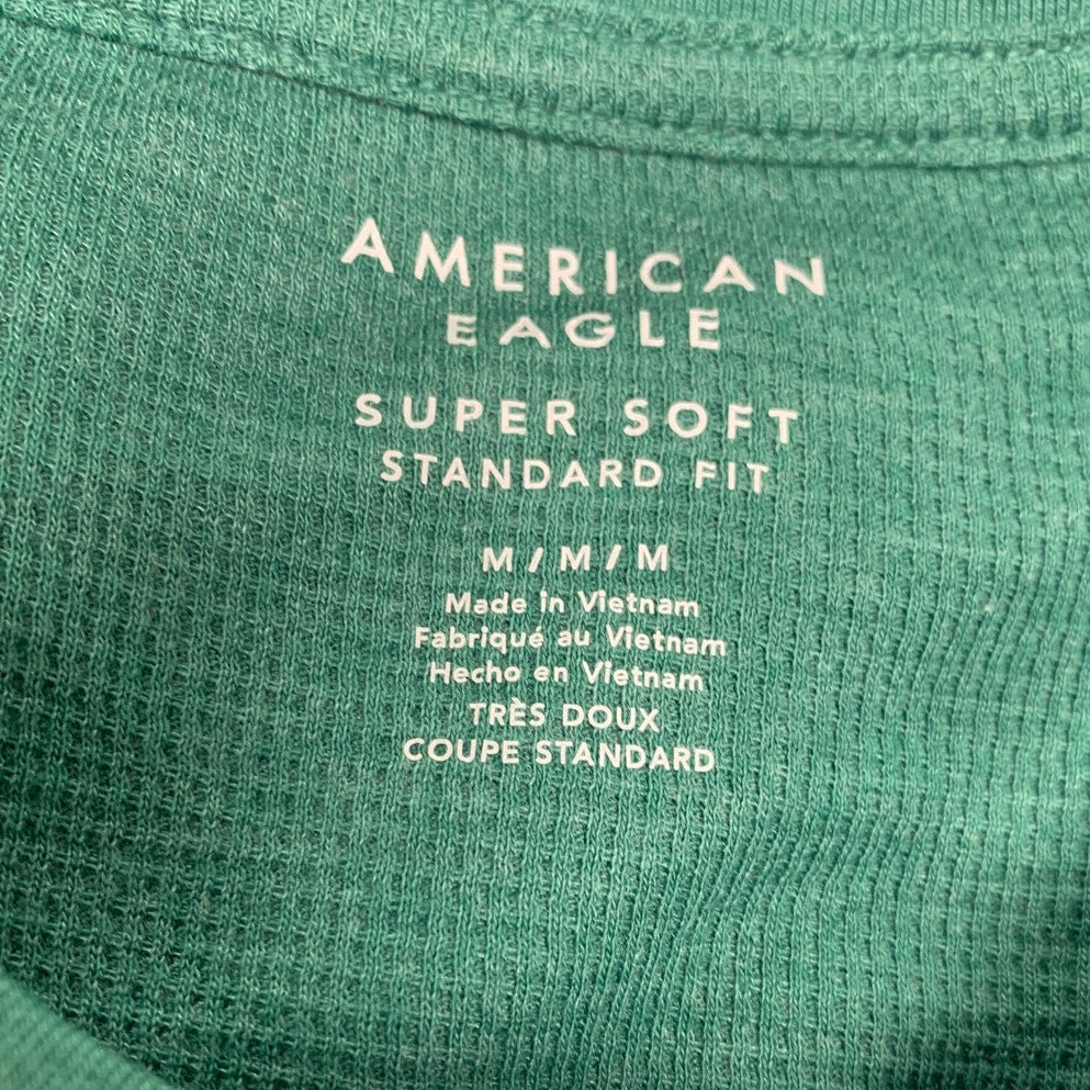 New American Eagle Mens Medium Super Soft Waffle Long Sleeve Crew Neck Tee Shirt