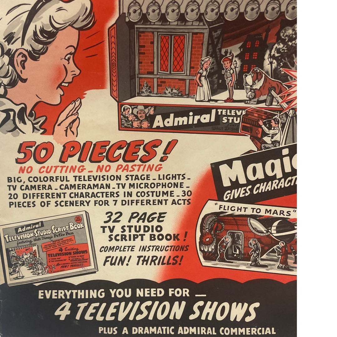 Vintage 1953 Admiral Television Studio Walt Disney Peter Pan 50PC Stage Play Set