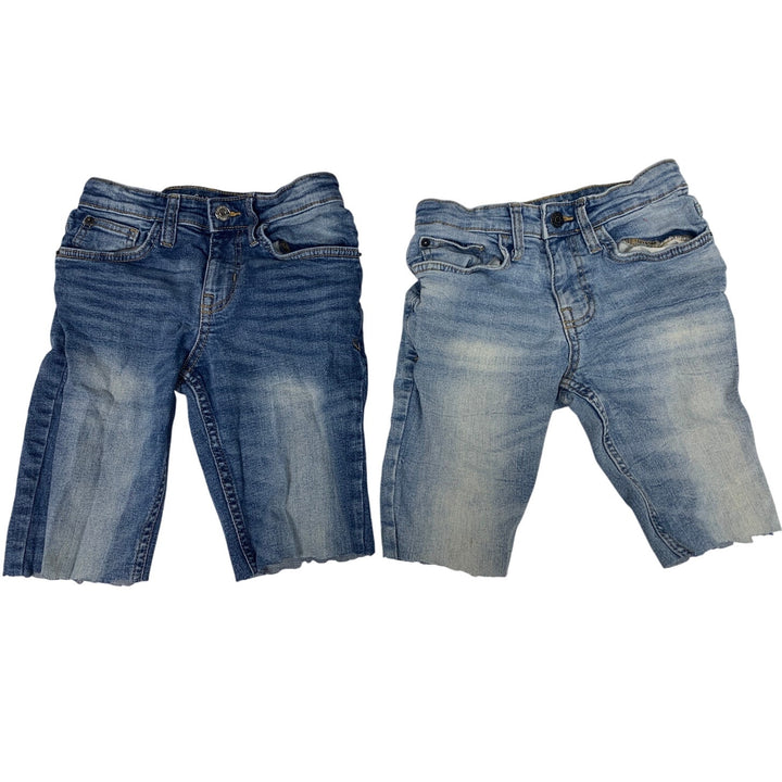 2 New Cat &amp; Jack Boys 8 Adjustable Waist Cutoff Denim Blue Jean Shorts