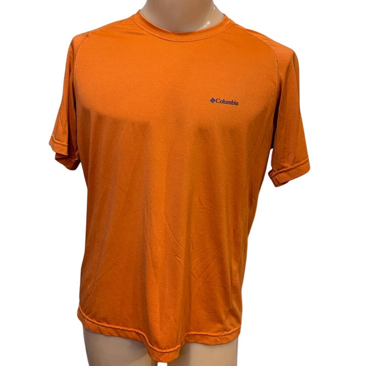 Columbia Mens Large Short Sleeve Omni-Wick Polyester Athletic Pumpkin OrangeTee