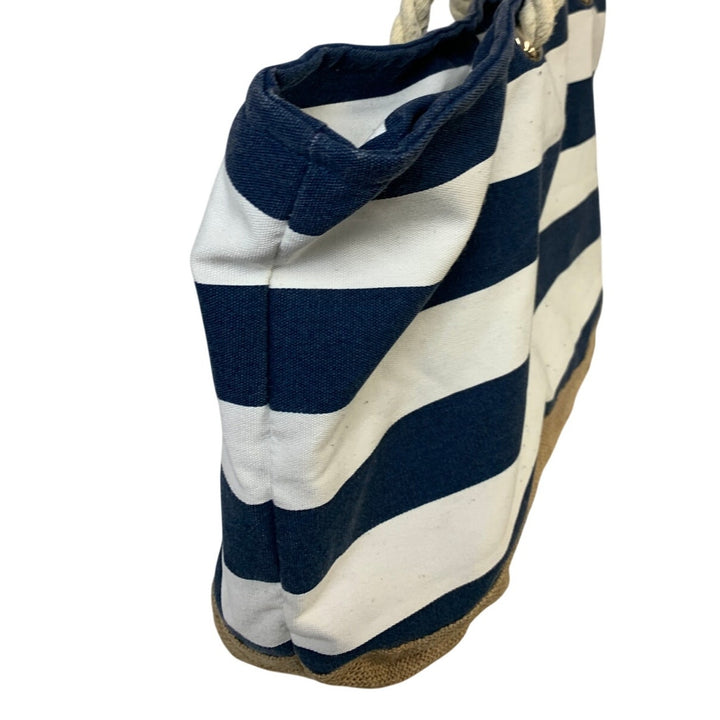 Becokan Womens Large Striped Canvas Waterproof Sandproof Beach Tote Bag euc