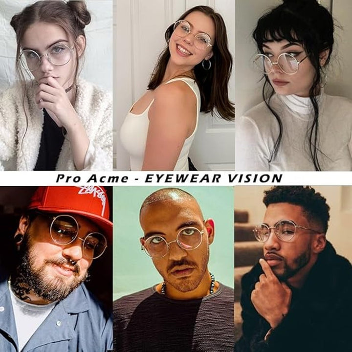 New Pro Acme Retro Round Gold Metal Frame Clear Lens Non Prescription Glasses
