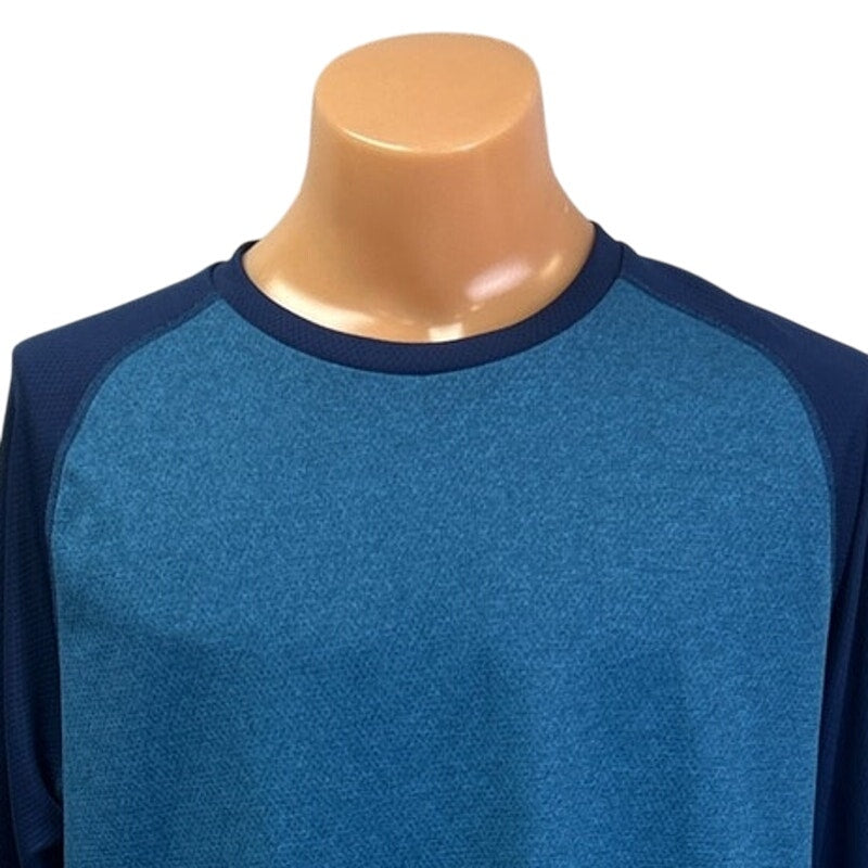 Tek Gear DryTek Mens XL Blue Long Sleeve 100% Polyester Athletic Tee Shirt