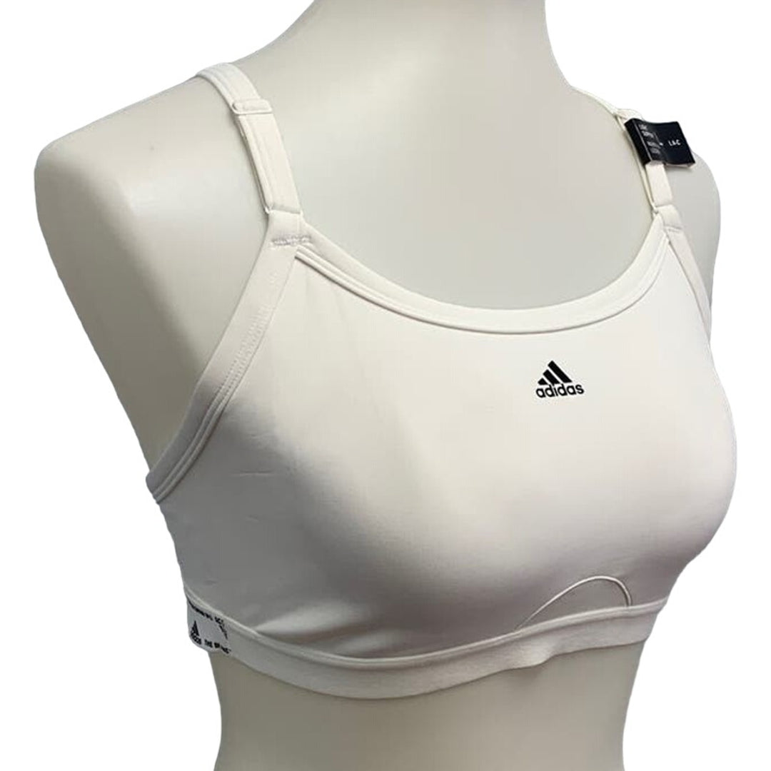 New Adidas Small 36DD White Light Support Removeable Pads Training Sports Bra
