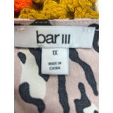 New Bar III Womens 1X Long Sleeve Polyester Leopard Spot V-Neck Flowy Blouse